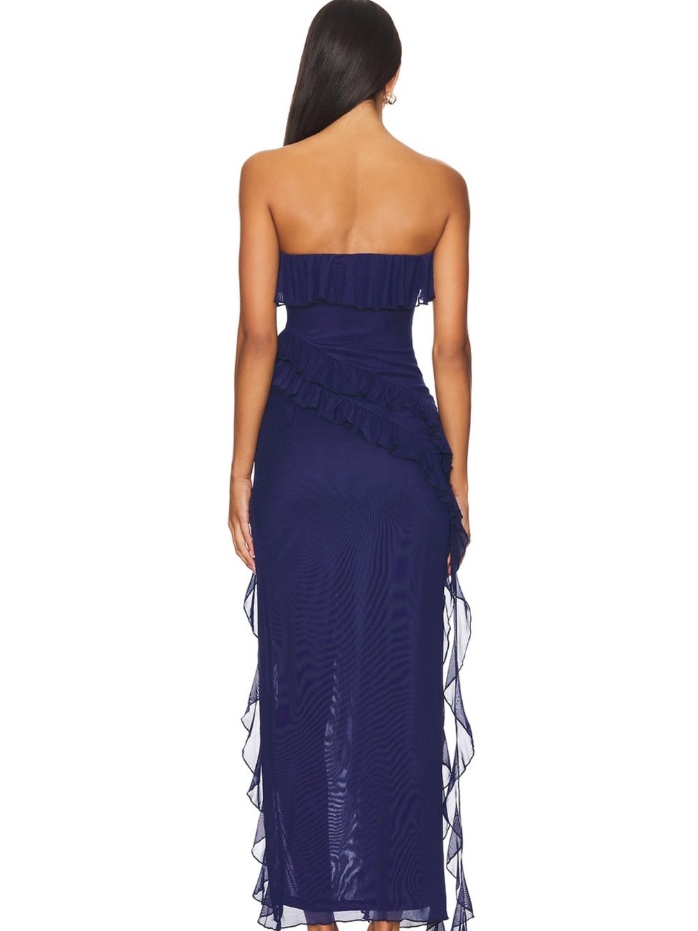 Strapless Ruffle Maxi Dress in Navy - Picture 3 of 3